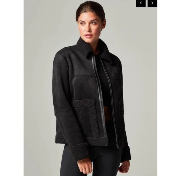 Blanc Noir Plush Sherpa Zip Up Moto 